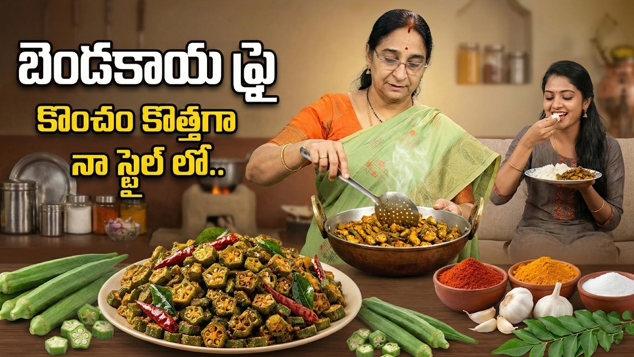 Village Style Bendakaya Fry | Tasty & Healthy Bhindi Fry Recipe | Simple Home Cooking