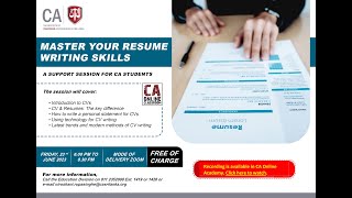 Resume & CV Writing : 23 06 2023