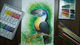 Simple And Fantastic Watercolor Painting Of A Toucan Bird 