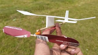 how to make simple airplane • Rubber Band Powered Airplane • at home very easy • in hindi