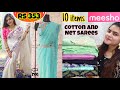 Messho Designer Jamdani Cotton/ Net/ Dola Silk Sarees | Meesho Saree/ Jewellery haul | #Messho