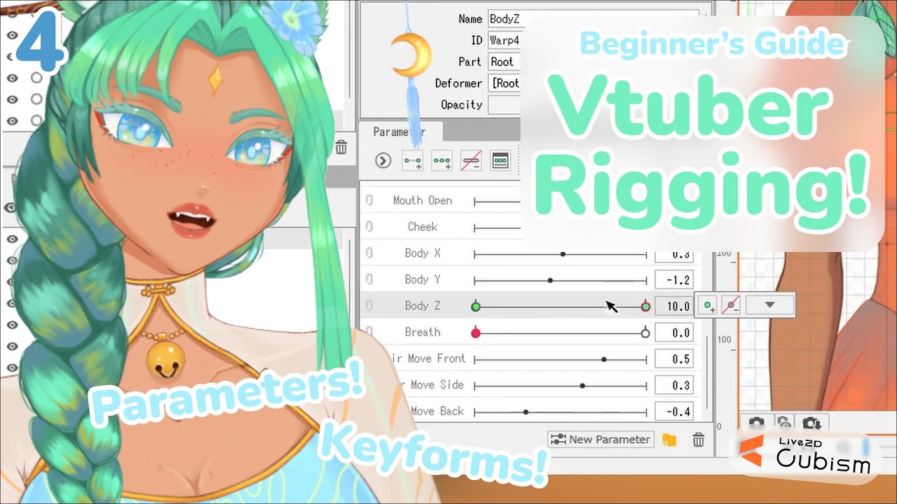 How parameters keyforms work and rig breath live2d for beginners
