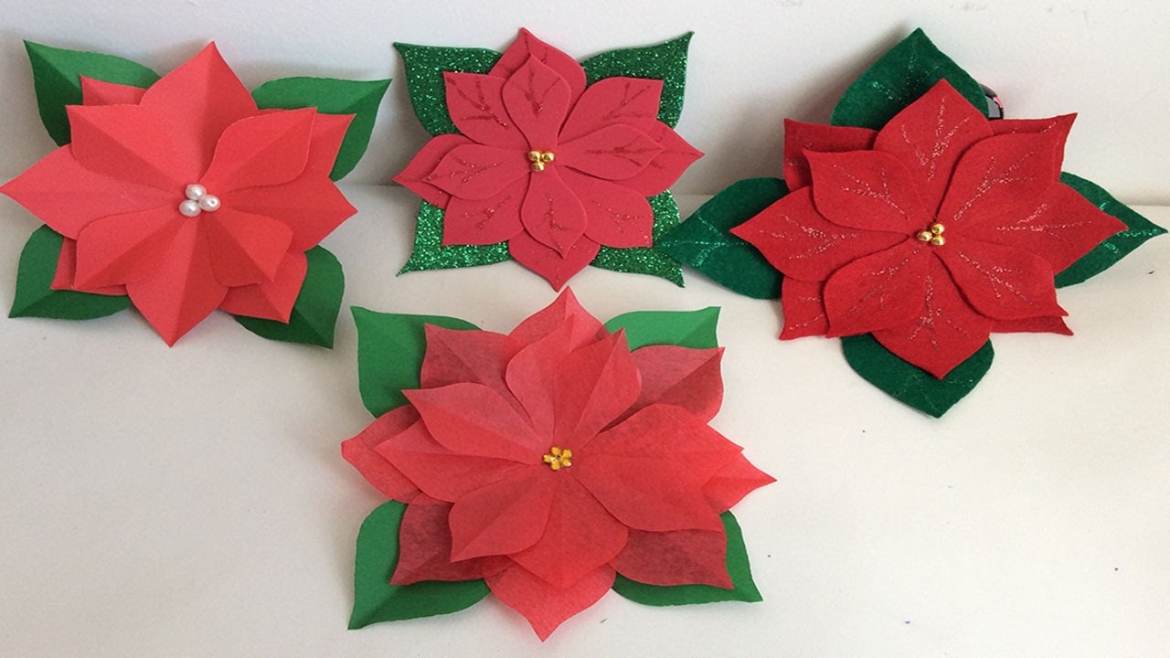 FLOR DE NOCHE BUENA. COMO HACER FLOR DE NOCHE BUENA. , FLOR DE  PAPEL.POINSETTIA. - YouTube