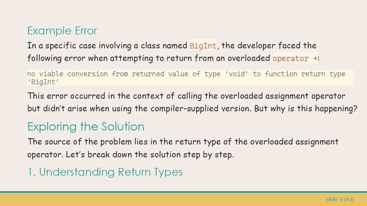 Understanding Overloaded Assignment Operators in C+ + : Common Errors and Solutions