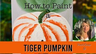 Learn How to Paint a Tiger Pumpkin in Acrylics, easy lesson!