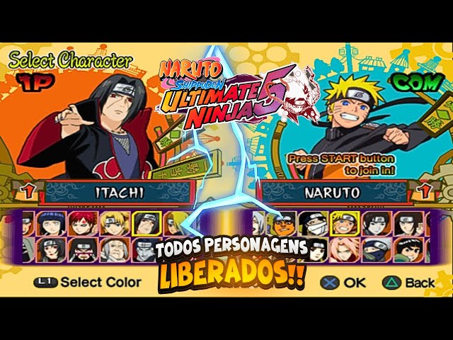 Como Liberar TODOS Os PERSONAGENS do Naruto Shippuden Ultimate Ninja 5  (PS2) / ALL CHARACTERS PCSX2 