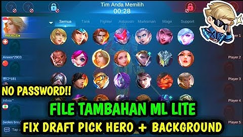 Data Fix Draft Pick Hero + Background Draft Pick Terbaru Patch Fredrinn | File Tambahan ml lite