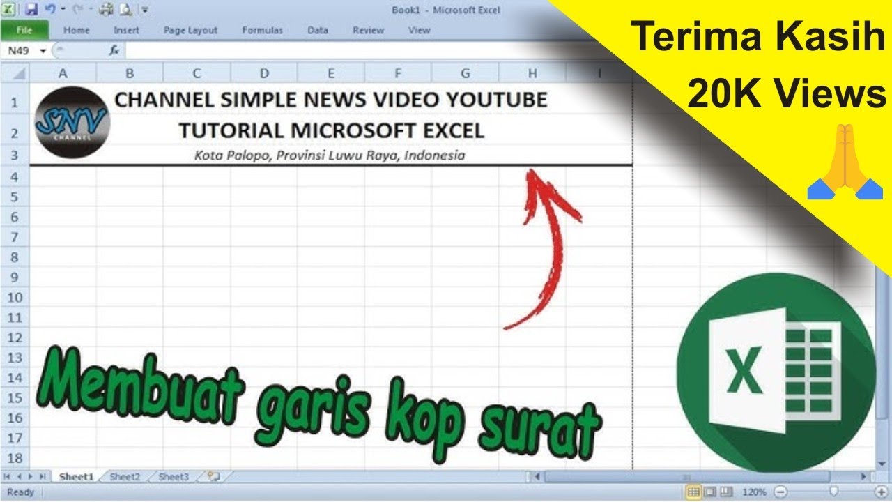 Cara Membuat Garis Bawah Kop Surat Di Excel  Paud Berkarya