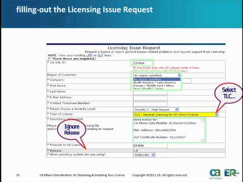CA ERwin r8 Obtaining and Installing Your License