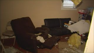 Severe storms damage a fire station in Blue Ridge, Texas
