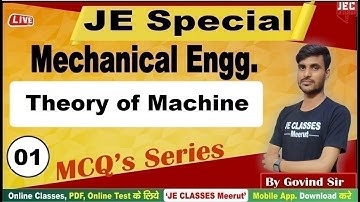 #01 SSC JE SUPER MCQ SERIES Theory of Machine ( TOM)  || Important MCQs for Junior Engineers