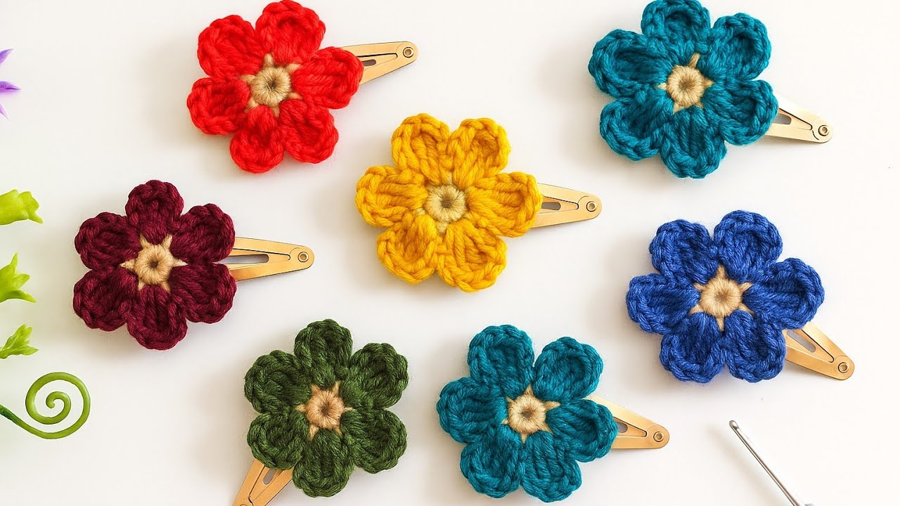 🌸 Crochet Flower Hair Clip | Handmade क्रोशिया hair accessories| Easy DIY 🌸#crochetinhindi 