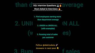 Answers in next video 👇#sql #dataengineering #interviewquestions #learnsql#viralshorts