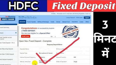 HDFC Bank Fixed Deposit Online Kaise kare and fd