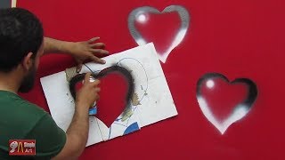 إصنع بنفسك أجمل ديكور لظهر السرير بقطعه كرتون وزجاجه سبراى 3d hearts spray paint