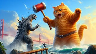 giant ginger cat angry fight of Godzilla | Godzilla vs giant cat #cat #kongvsgodzilla2024
