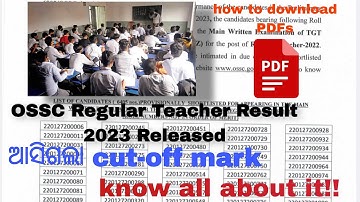 OSSC Regular Teacher Result 2023 released. ଆସିଗଲା cut-off mark.😱😱know all about it!!