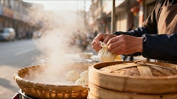 Documentary - Ordinary Chinese handmade breakfast buns on the side of the road in the early morning