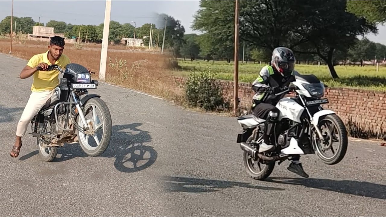 Hero Splendor Vs Apache RTR 180 0 To 60 Power Test 100 Meter Race hero-splendor-vs-apache-rtr-180-0-to-60-power-test-100-meter-race