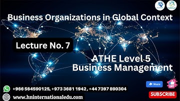 Business Organizations in a Global Context Lecture No. 07 ATHE Level 5 Business Management