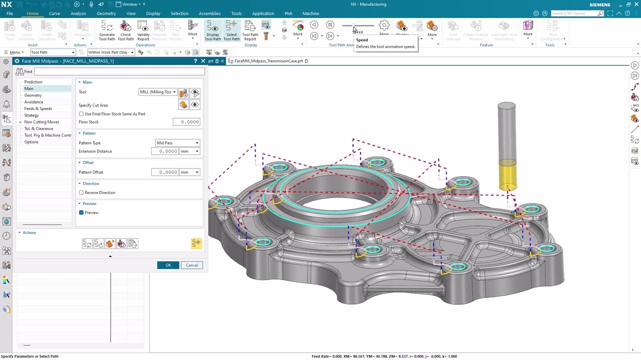 NX2506 CAM YENİLİKLERİ - 2D Face Mill Midpass Multiple Faces