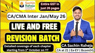 CA Inter GST Revision batch | Announcement for live stream