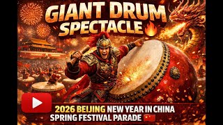 Giant Drum Spectacle 🔥| 2026 Beijing New Year Parade 🇨🇳