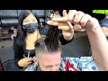 💈$4 STREET BARBER GIRL HAIRCUT, EYEBROW & FACE SHAVE by "Alyn" in Mexico City 🇲🇽