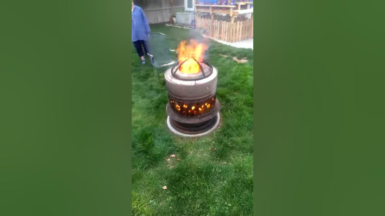 Fire pit made out of dryer drum. - YouTube