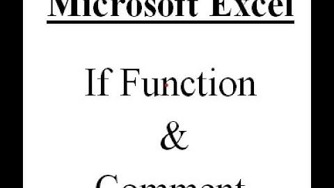 Microsoft Excel in Afaan Oromo Part 9: If Function and Comment
