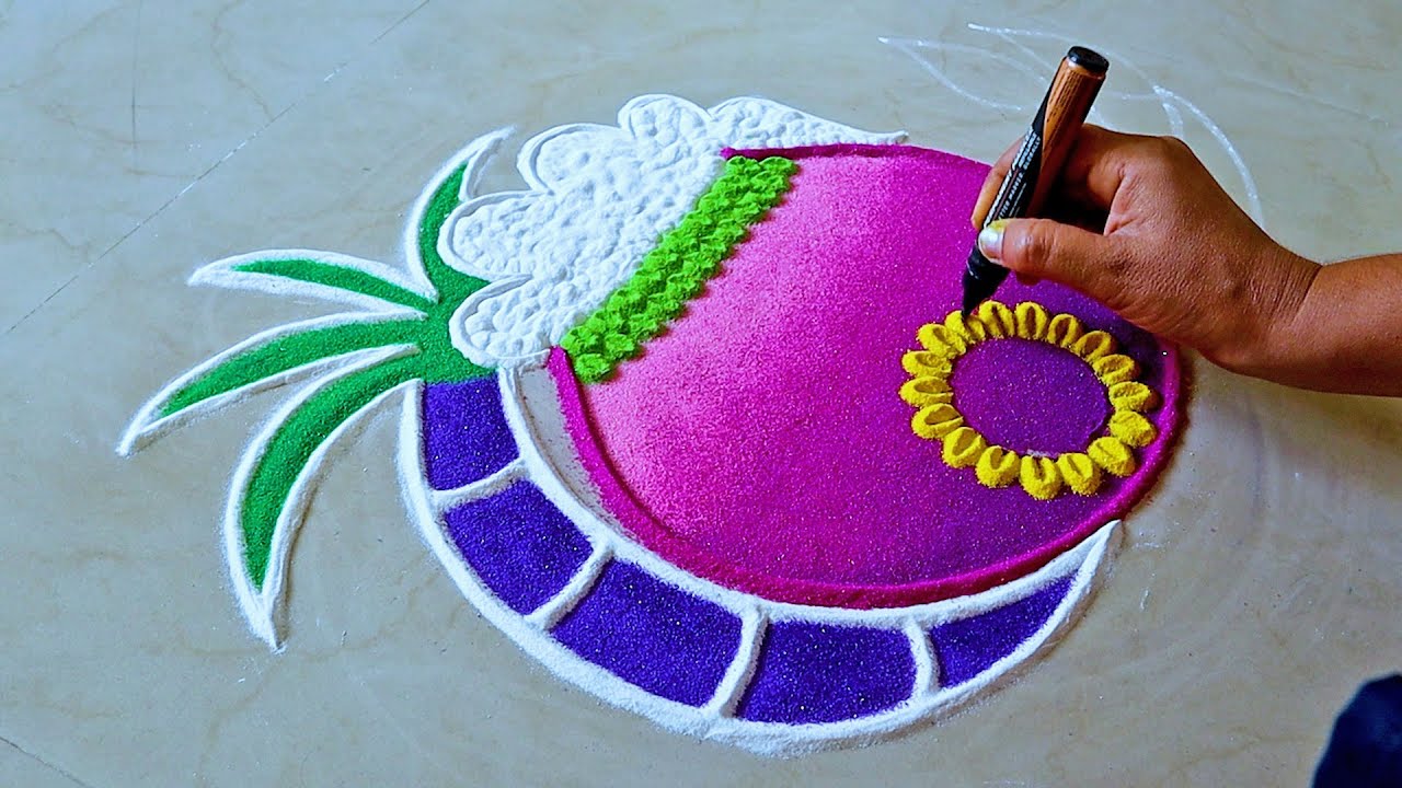 Special Sankranthi Muggulu | Simple Pongal Kolam | Easy Sankranthi ...