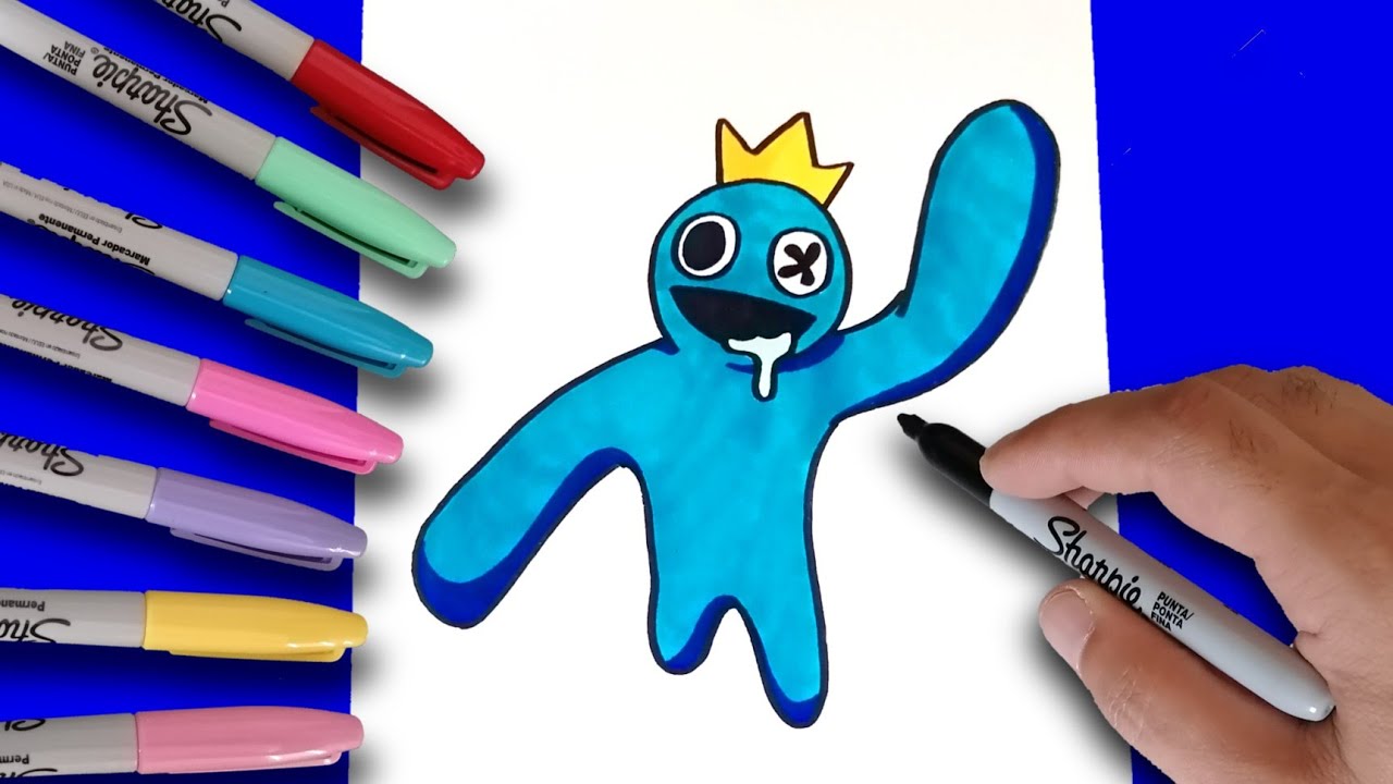 Como DESENHAR o BLUE do RAINBOW FRIENDS ROBLOX - Como DIBUJAR a