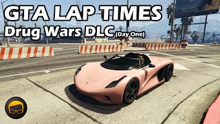 Fastest Drug Wars DLC Cars (Day One) - GTA 5 Best Fully Upgraded Cars Lap Time Countdown