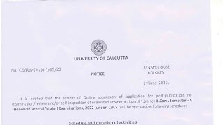 CU 5th sem re-examination notice | review form fillup notice | Calcutta University review notice