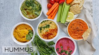 How To Make the BEST HUMMUS RECIPE without tahini | Easy Hummus Recipe in 5 WAYS!