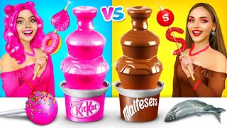 Chocolate Fountain Fondue Challenge | Chocolate vs Real Food Battle by RATATA CHALLENGE