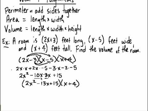Week 4 Polynomials in Word Problems - YouTube
