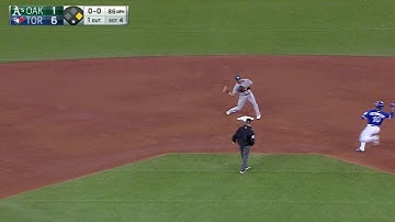 OAK@TOR: Semien fields grounder, starts double play