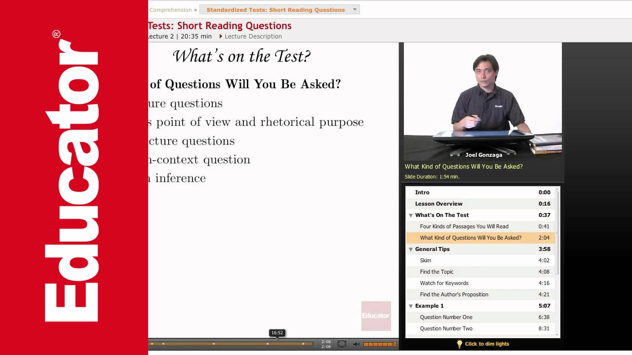 Reading Comprehension: Standarized Tests -- Short Reading Questions ...