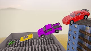 Big & Small Cars Falls Off Building Into Giant Shredder | Teardown