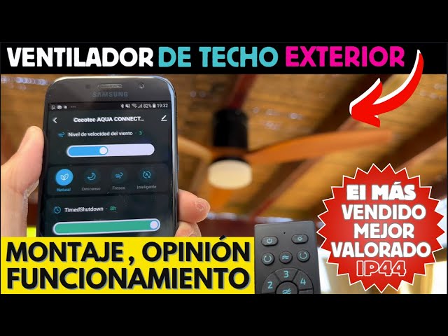 Cecotec Ventilador de Techo con Mando a Distancia y Wifi EnergySilence Aero  5400 Aqua Connected. 40 W, Diámetro 52” con 3 Aspas, Protección IP44, Modo