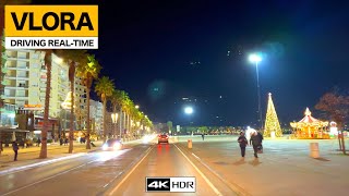 VLORA, ALBANIA ✨ DRIVING AT NIGHT, CHRISTMAS LIGHTS 🎄 DHJETOR 2023, VLORE SHQIPERI 💫🎉 [4K HDR]