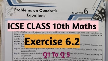 Candid ICSE Class 10 Maths, Chapter 6 || Problems on Quadratic Equations|| Ex 6.2 (Q 1 To Q 5 )