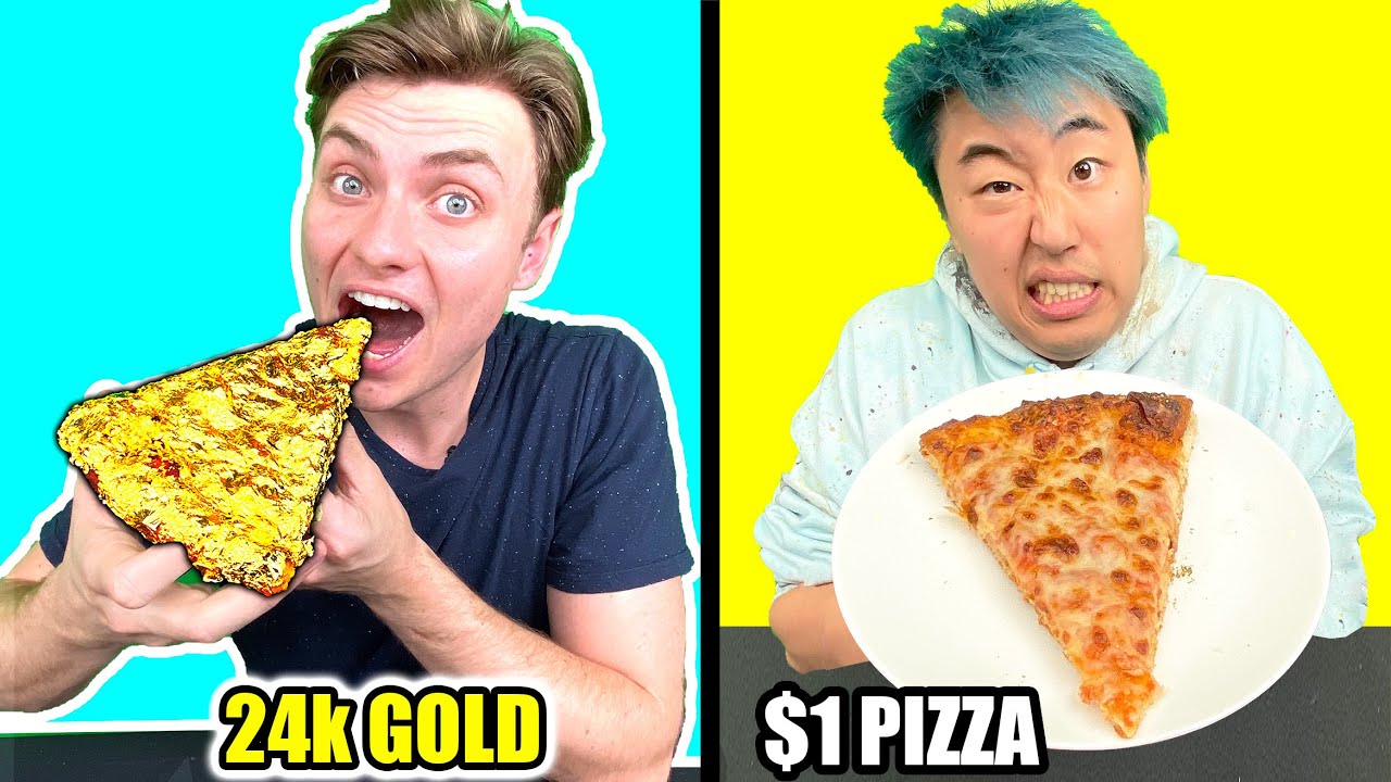 $1 pizza vs 24K gold pizza!! 