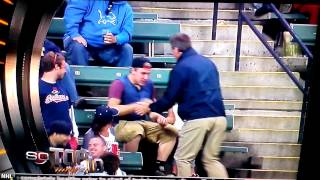 MLB Fan Takes Home Run Ball To Face WOW!!!!