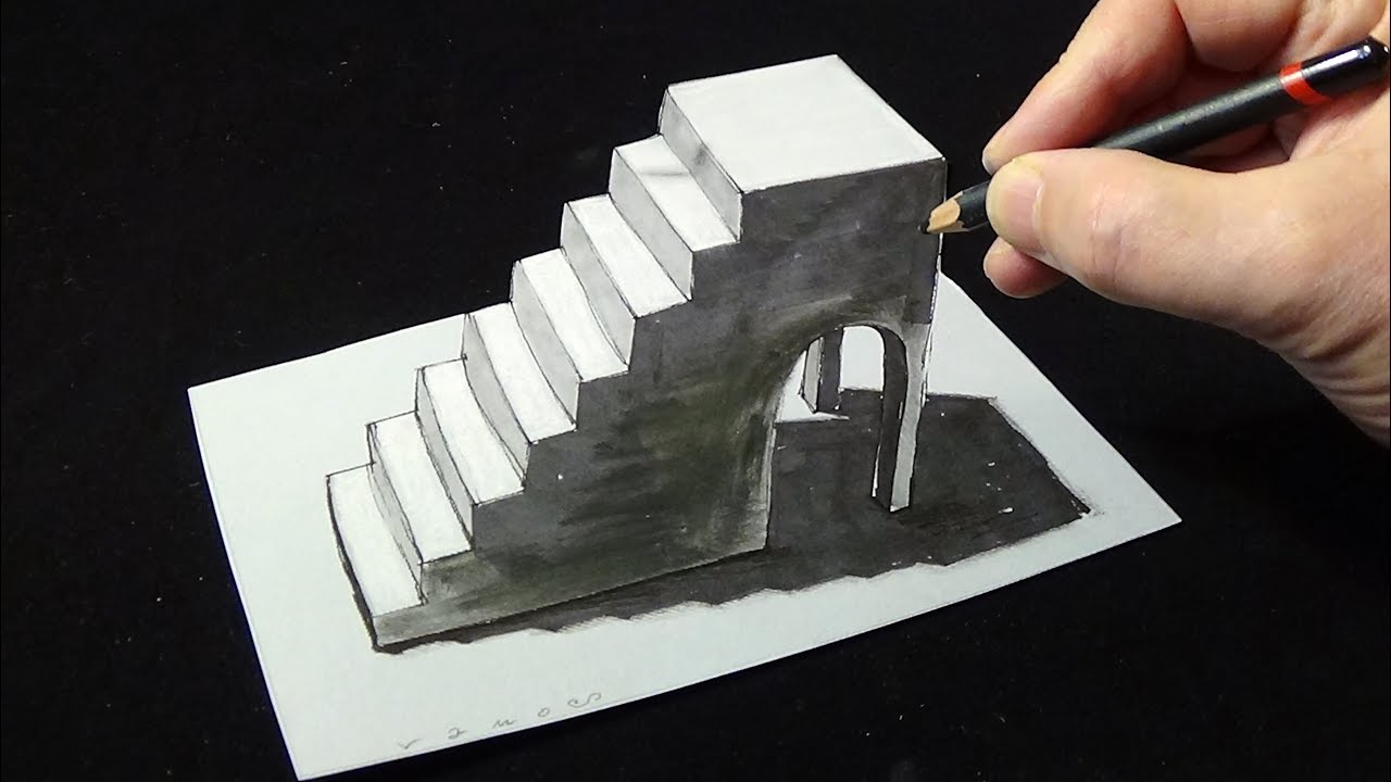 Drawing Stairs with Pencil and Markers - 3D Trick Art by Vamos - YouTube