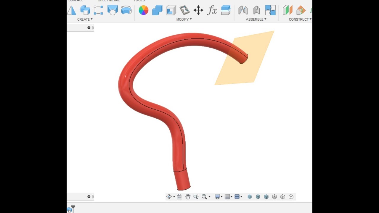 Fusion 360 Sweep og plane along path - YouTube