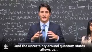 Justin Trudeau explains quantum computing with subtitle
