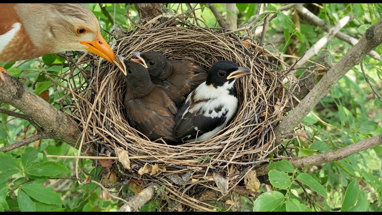 Mother and Her babies So Happy In Nest !