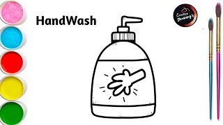 How To Draw Hand Wash Cute Bottles ll drawing color for kids ll easy handwash bottle drawing step